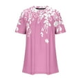 thumbnail image 4 of Nmnitkp Womens Plus Size Tops Cute Floral Print Summer Blouses Casual Crewneck Lace Crochet Short Sleeve Loose Tunic Top S-3XL, 4 of 4