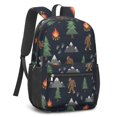 thumbnail image 2 of Bigfoot and Campfire Black Pattern 17" School Backpacks for Teens,Waterproof Oxford Fabric,S-Shape Padded Straps for School,Travel,Hiking,Camping, 2 of 6