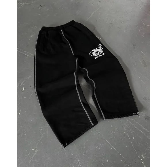Streetwear Men Women PROTECT Long Pants Harajuku Letter Graphic Embroidered Sweatpants Y2K Gothic Casual Baggy Straight Trousers JIANGLANG