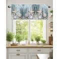 thumbnail image 2 of Ocean Coral Valances for Windows Shell Starfish Plant Leaf Coastal Rustic Valance Rod Pocket Light Filtering Short Window Treatments Curtains for Kitchen Bathroom Living Room Bedroom, 60 x 18 Inch, 2 of 7