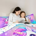 thumbnail image 5 of jejeloiu Kawaii Cute Unicorn Bedding Comforter Set,3D Caroon Loves Twin Comforter Sets,Dreamy Fairy Tale Theme Bedding Set For Girl,Breathable Home Decor Reversible,2pcs, 5 of 8