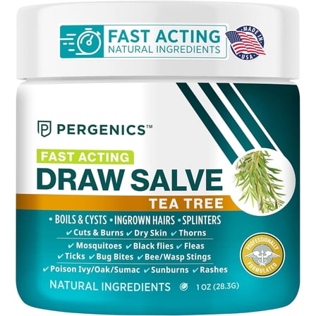 Pergenics Drawing Salve Tea Tree Ointment for Boil, Cyst, itching and more, 1 oz