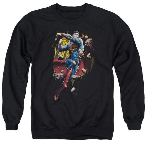 Superman Flying Determination Adult Crewneck Sweatshirt Black