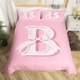 thumbnail image 2 of Erosebridal Monogrammed B Duvet Cover Twin, Initial Letter Bedding Sets Twin Size, Pink Bow Reversible Comforter Cover Twin, Super Cozy Bedroom Decor, 2 Pieces（No Comforter）, 2 of 7