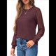 thumbnail image 1 of Camisas de Larga para Mujer, Blusas Elegantes e Informales de Encaje, Conjuntos de Otoño 2025, Camisetas y Ropa de Trabajo. Vino Tinto L, 1 of 8