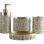 Heavenly Designs Watson Bathroom Accessories - Resin Finish Taupe Color Bathroom Acessory Set