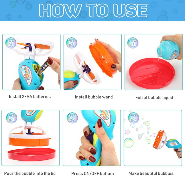 Kids Fun Bubble Guns Toys, Play Shooter, Blower with/ Solution