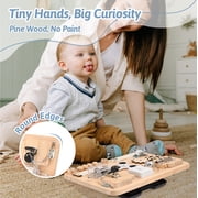 Montessori Wooden Busy Board - Sensory Toys for Toddlers Fine Motor Skills - Activity Board Toys for Kids - Educational Fidget Travel Toys for Baby Boy & Girl - Birthday Gifts