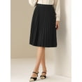 thumbnail image 3 of DARING DIVA Women's Pleated Elastic High Waist Belt Casual A-Line Midi Skirts XS Black, 3 of 6
