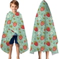 thumbnail image 3 of Strawberry Plants Fruit Flower Leaf Green Pattern Hooded Bath Towel，60"x35" for Ages 3 To 12 Kids, Quick Dry Lightweight Soft Microfiber Hood Beach Towel Cover Up for Kids, 3 of 7