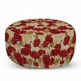 thumbnail image 1 of Vintage Pouf Cover with Zipper, Romantic Red Rose Blooms with Sketches Classical Valentines Day Inspired, Soft Decorative Fabric Unstuffed Case, 30" W X 17.3" L, Red Khaki Sand Brown, by Ambesonne, 1 of 5