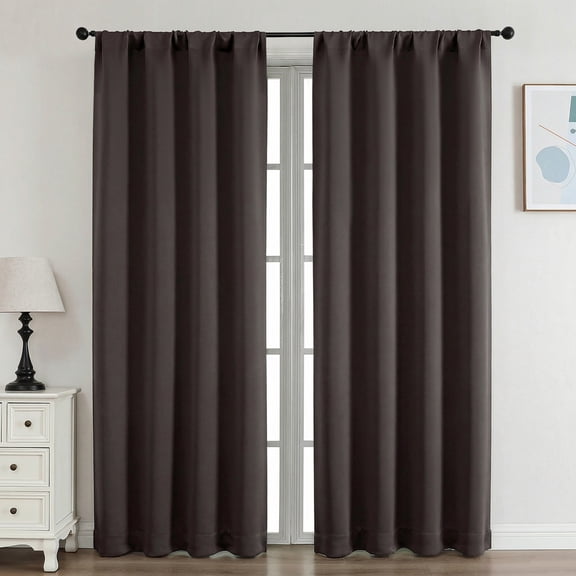 OVZME 72 Inch Long Blackout Curtains for Bedroom 2 Panels, Thermal Rod Pocket Drapes for Patio/French Doors, Room Darkening Solid Window Panels W40"x L72" Each, Chocolate