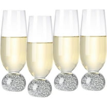 Champagne Glasses Set of 4, Champagne Flutes, 7 Oz Lead-free Crystal glass, Clear Glasses Set, Bar Glassware, Ideal for Parties, Wedding, Birthday, Christmas, Long-lasting reusable glasses