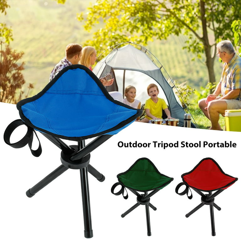 THREN Outdoor Portable Folding Seat Small 3-Legged Canvas Chair Folding  Tripod Stool for Outdoor Camping Walking Hunting Hiking Fishing Travel Blue