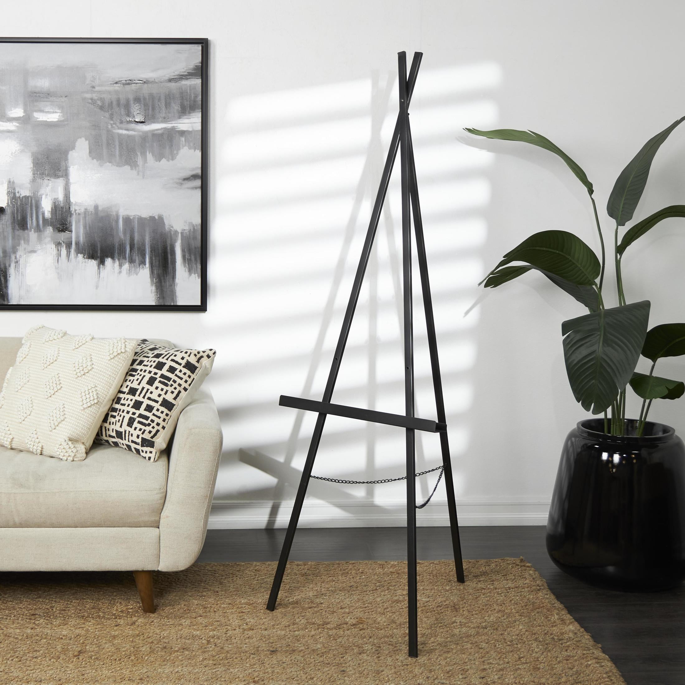DecMode 22" x 67" Black Metal Tall Adjustable Floor 2 Tier Easel, 1-Piece