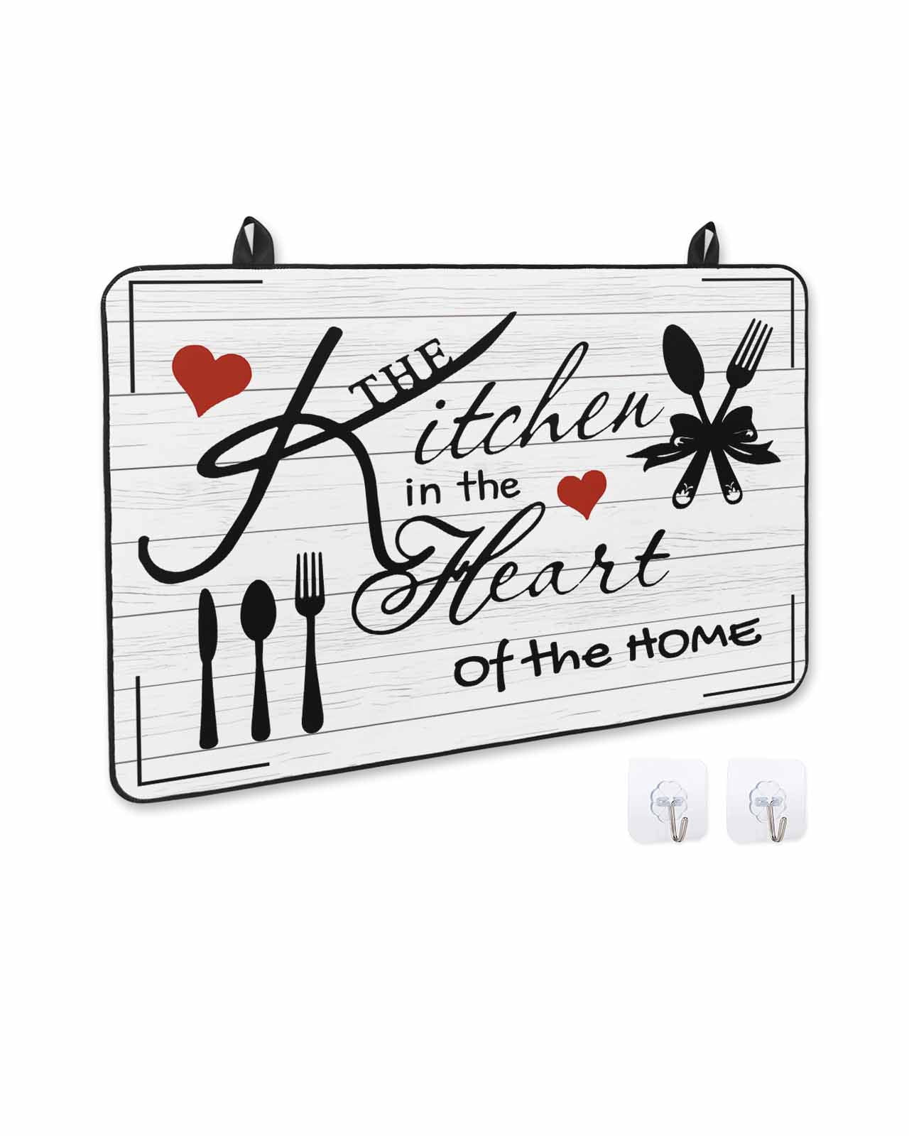 nqOlkjepod Large Induction Cooktop Protector Mat 36"x21", Kitchen Tableware Stove Top Covers for Electric Stove, Red Love Heart Black Words Vintage Stove Burner Cover Mats, Glass Top Stove Cover