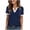 Dark Blue, variant on Vmvidoty V Neck Blouses for Women Dressy Casual Tops Summer Short Sleeve Shirts Fashion Clothes Black M