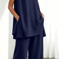 thumbnail image 5 of Naotn Pajama Sets for Women Summer 2 Piece Pjs Set Crewneck Rufle Hem Tunic Tank Top & Pant Comfy Solid Color Lounge Outfits, 5 of 6