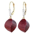 thumbnail image 2 of Galaxy Gold 14k Yellow Gold Leverback Earrings Diamonds Briolette Twisted Rubies, 2 of 2