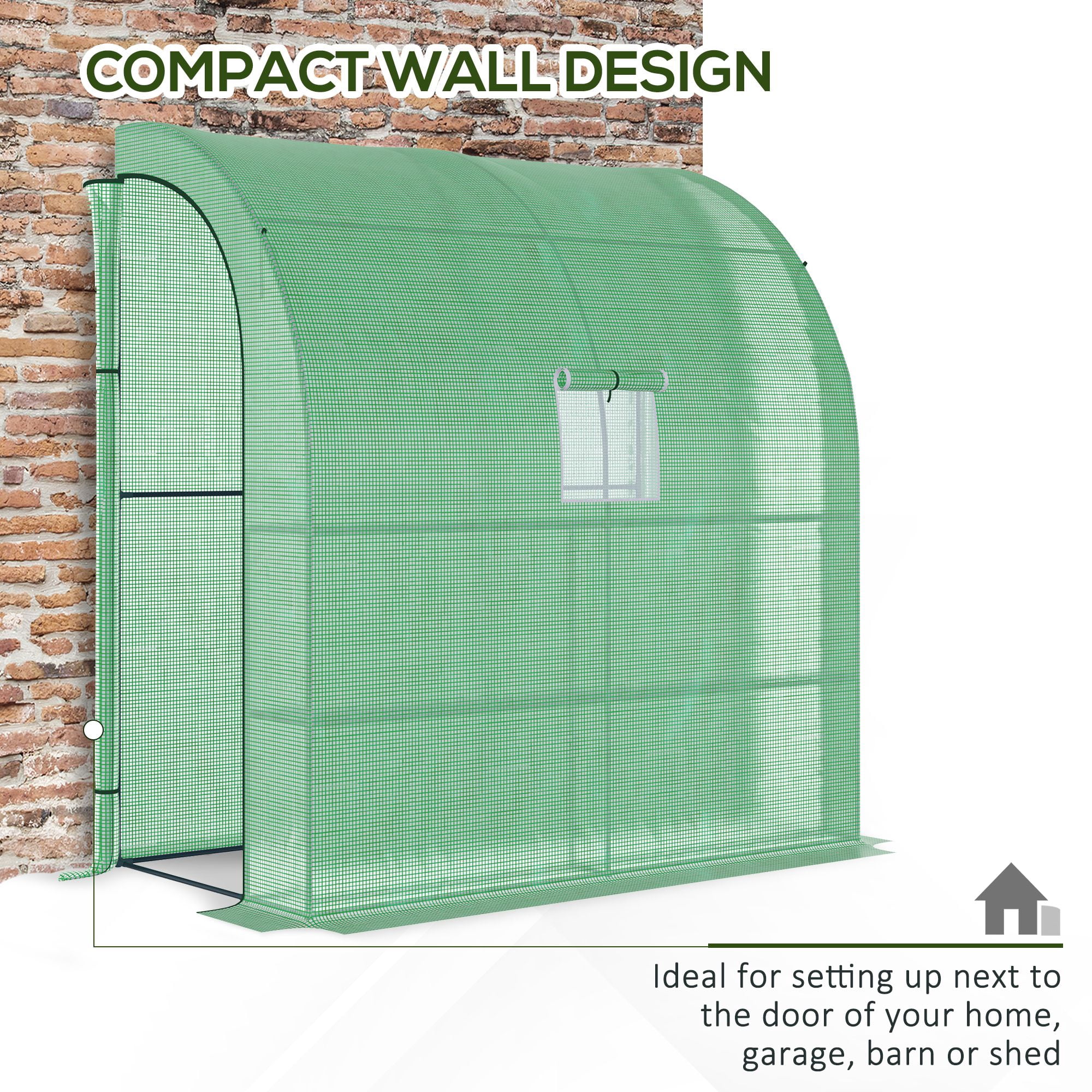 Outsunny 7' x 3' x 7' Plant Garden Greenhouse with Window, Green