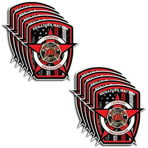 10 Pack of Thin Red Line Firefighter Fire Department Fire Truck Red Lives Matter Decal Sticker Car Truck RLM …