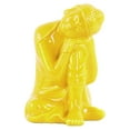 thumbnail image 1 of Urban Trends Ceramic Sitting Buddha Figurine with Rounded Ushnisha and Head Resting on Knee in Gloss Finish, Yellow, 1 of 5
