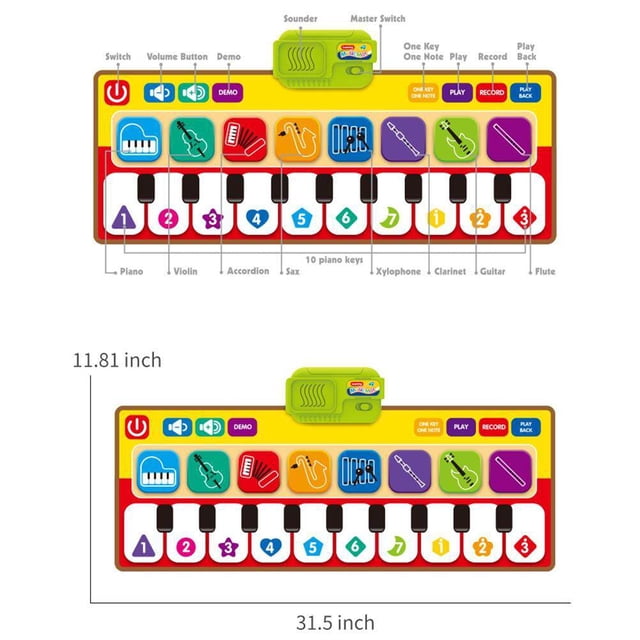 Manta de música de piano, almohadillas de baile para niños, manta de baile para tocar el piano, alfombra, almohadillas de baile para niños, rendimiento inigualable