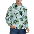 thumbnail image 2 of Pofeuu Flamingos And Palms Print Mens Casual Hooded Collar Drawstring Hoodies Pullover Sweatshirts Casual Long Sleeve Shirts-Large, 2 of 7