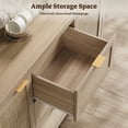 thumbnail image 3 of SICOTAS 52" W Large Rattan Sideboard Buffet Cabinet with 3 Drawers and 2 Doors, Boho Long Credenza Cabinet for Dining Room, Coffee Bar Table with Storage for Living Room, Entryway, Light Oak, 3 of 8