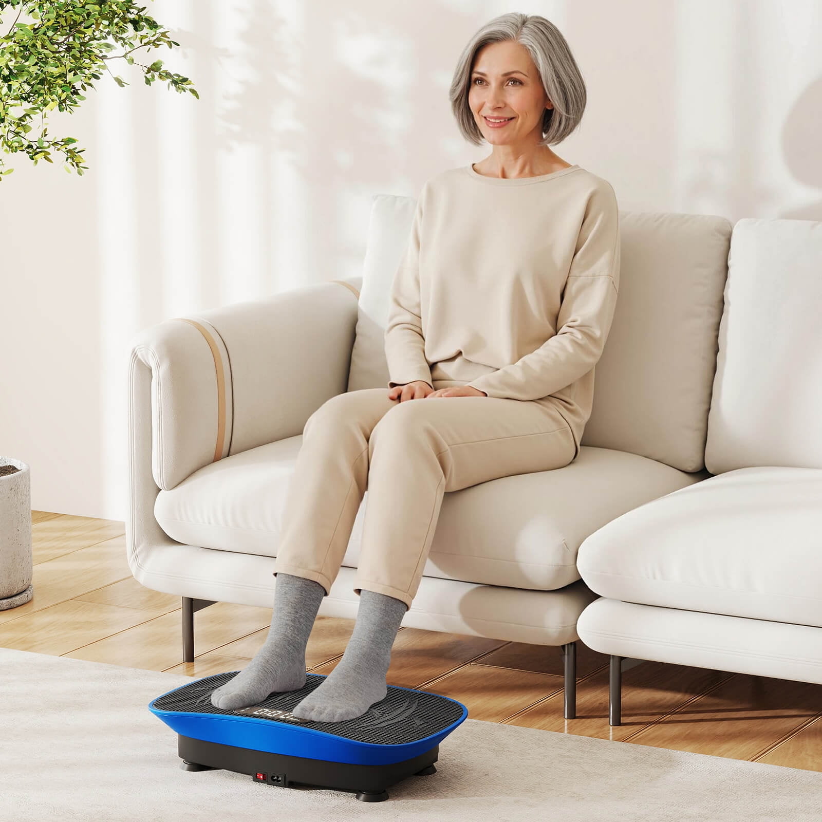 Goplus Vibration Plate Exercise Machine with 10 Speed Intensities Remote for Home Fitness Navy+Black