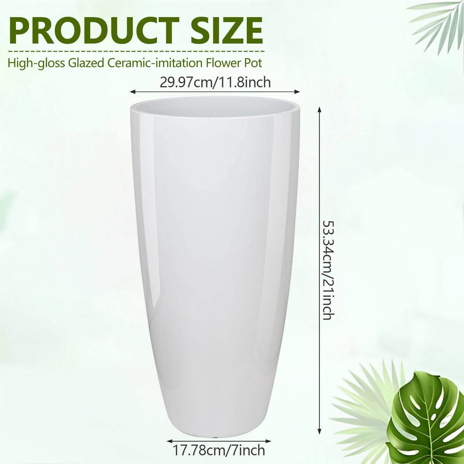 21” Tall Planters for Outdoor Indoor Plants Set of 2 Sturdy Plant Pots, White