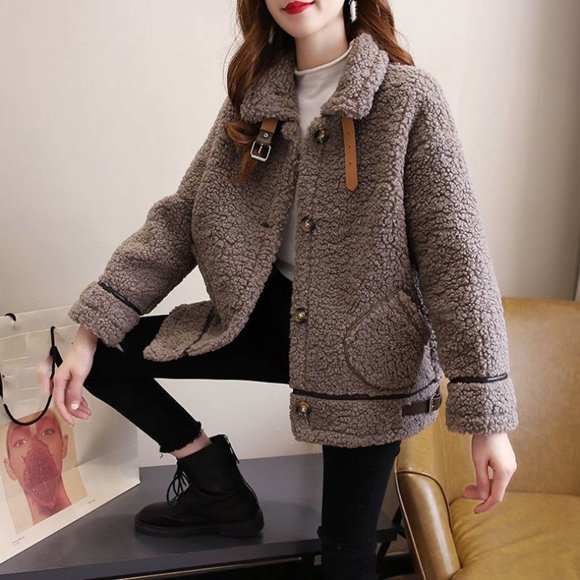 Abrigo y chaquetas informales sin capucha de manga larga para mujer, con bolsillos y botones, de invierno, holgado, versátil y cálido.