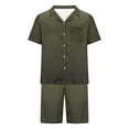 thumbnail image 4 of Stamzod Mens Satin Pajamas Set Button Down Short Sleeve Shirt Soft Shorts Sleepwear Loose Pocket Loungewear Gradient Color Mens Outfits, 4 of 5