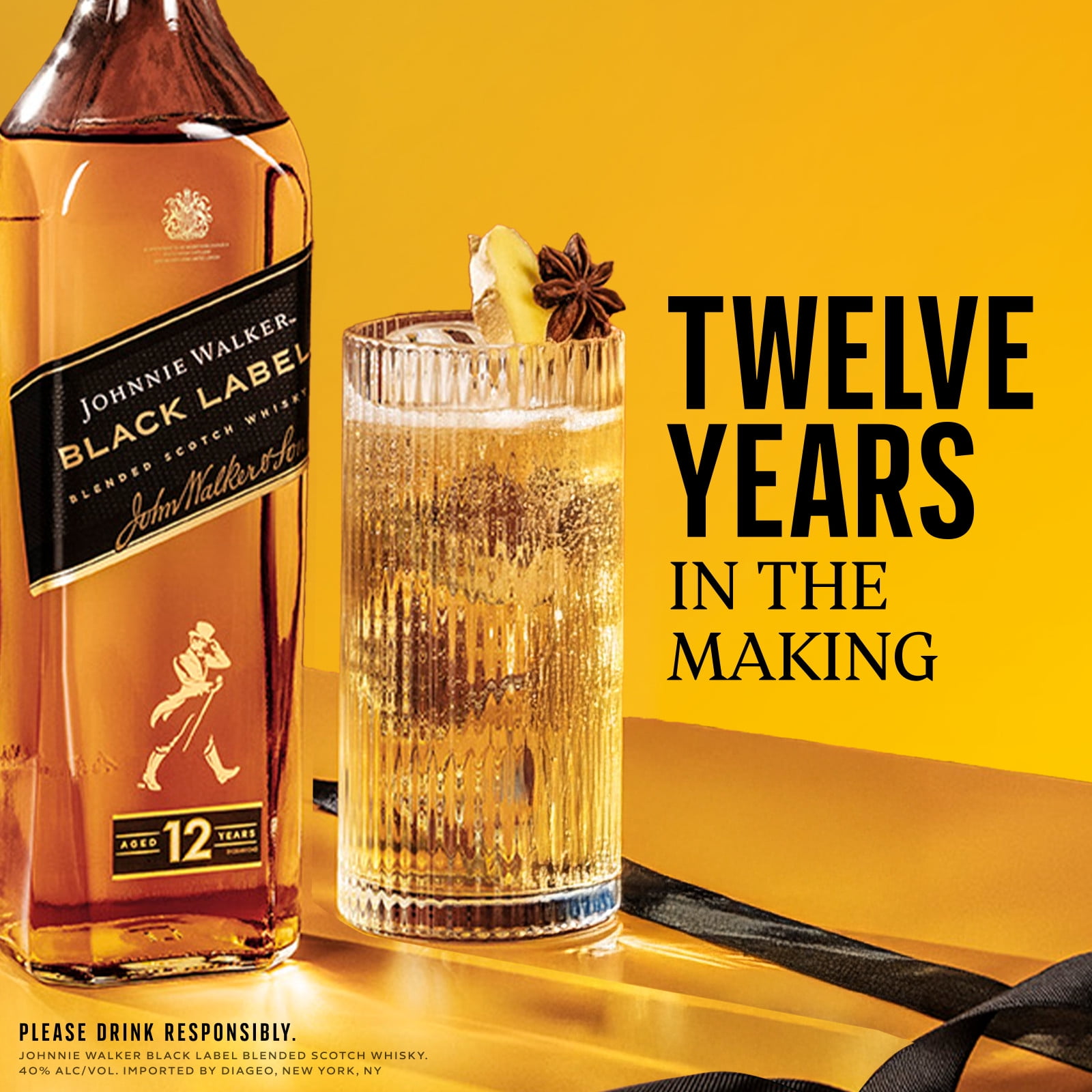 Johnnie Walker Black Label Blended Scotch Whisky, 750 mL, 40% ABV