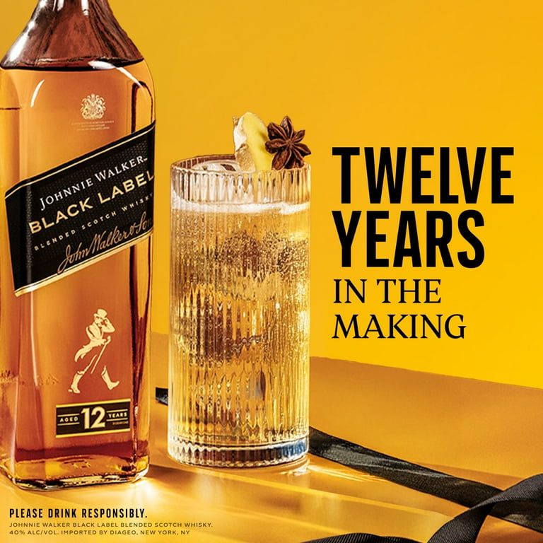 Johnnie Walker Black Label Blended Scotch Whisky, 750 mL, 40% ABV