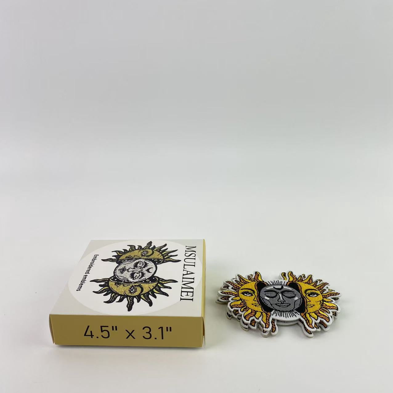 MSULAIMEI Embroidered emblems,Sun and Moon Patch Embroidered Biker Applique Iron On Sew On Emblem
