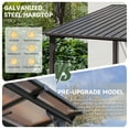 thumbnail image 5 of AOXUN 10x12 FT Hardtop Gazebo Outdoor Aluminum Pergola, Large Wall-Mounted Heavy-Duty Awning, Sunshade Gazebo with Sloped Roof, Suitable for Gardens, Patios, Backyards - Black, 5 of 7
