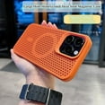 thumbnail image 2 of Honeycomb Hole Heat Dissipation Large Hole Phone case, Skin-Friendly Feel, Magnetic Charging, Drop-Proof, for iPhone 15 14 13 12 11 Pro Max Plus Phone case (Orange,iPhone 13 Pro Max), 2 of 7