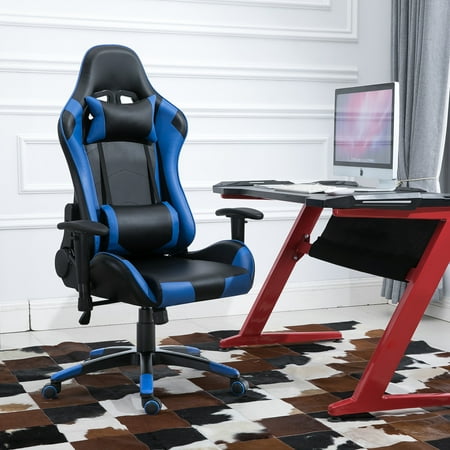 Replacement Office Chair Parts Samincom Ergonomic High-Back Large Size Gaming Office Chair Swivel, Game Racing Chair with Extra Soft Headrest & Lumbar Cushion (Black/Blue) ()