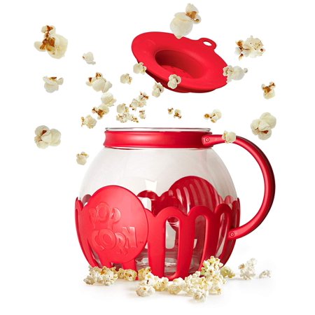 Micro-Pop Microwave Popcorn Popper 3QT - Temperature Safe Glass w/Multi Purpose Lid, Family Size, Red, OPTIMAL DESIGN: With heat resistant.., By