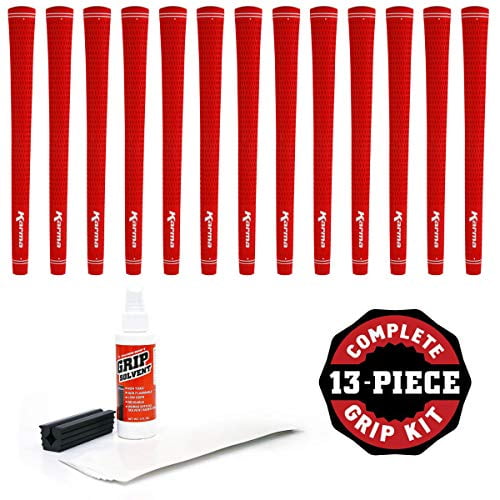 Karma Velours Rouge Standard - Kit de Poignée de Golf 13 Pcs (avec Ruban, Solvant Dynacraft, Serre-Tête)