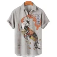 thumbnail image 3 of Camisas hawaianas unisex para hombre, camisetas con estampados 3D de gato samurái japonés vintage, camisetas de manga corta Harajuku para niños, 3 of 5
