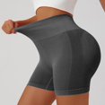 thumbnail image 5 of Domuza Womens Workout Impact Shorts V Back Butt Lifting Tummy Control Gym Shorts Comfy Running Seamless Booty Biker Shorts Gray S, 5 of 8