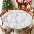 thumbnail image 5 of Round Tablecloth White Grey Marble Elastic Edge Fitted Modern Abstract Art Plastic Table Cover,Waterproof Oil Proof for Dinner,Outdoor, Picnic, 36" - 44"&nbsp; DIA Tables, 5 of 9