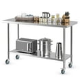 thumbnail image 1 of Gymax 24'' x 60 '' Stainless Steel Work Table Kitchen Prep Work Table w/ wheels Silver, 1 of 9