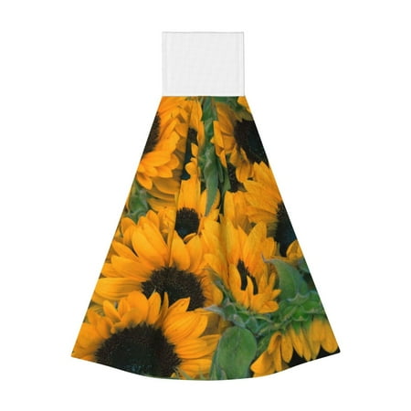 

Qekee Sunflowers 7 Print Hanging Kitchen Towels Coral Velvet Wipe Hand Towel Absorbent Hand Towels Microfiber Tie Towel for Bathroom Kitchen Decor