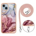 thumbnail image 5 of Feishell for iPhone 14 Plus Case with Detachable Crossbody Strap, Fashion Marble Pattern Glossy Cover for Women Girls, Slim Fit Anti-Scratch Phone Case for iPhone 14 Plus,Rose-carmine, 5 of 7