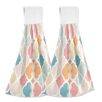 Yayeee Kitchen Hanging Hand Towels Set of 2 with Loop Bathroom Absorbent Tie Towel, Pink Abstract Pattern