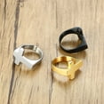thumbnail image 4 of Anillo de fundición cruzada de joyería popular de acero de titanio para hombre, anillo de estilo europeo y americano de oro negro, 4 of 4