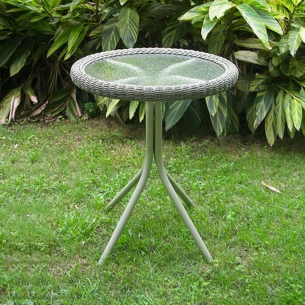 International Caravan Outdoor Resin Wicker and Glass-top Bistro Table International Caravan Outdoor Resin Wicker and Glass-top Bistro Table